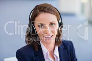 Portrait of a businesswoman wearing headphone