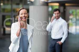 Businesswoman talking on mobile phone