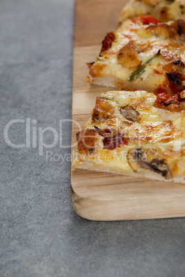 Delicious italian pizza served on grey background