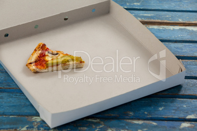 Slice of pizza in pizza box