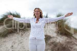 Mature woman doing meditation