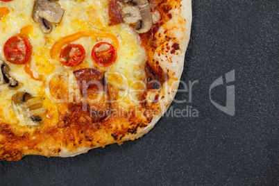 Delicious italian pizza served on grey background