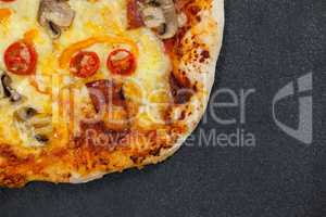 Delicious italian pizza served on grey background