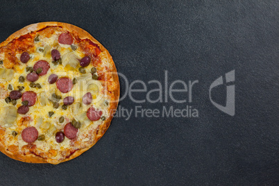 Delicious italian pizza served on grey background