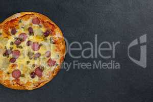 Delicious italian pizza served on grey background