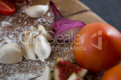 Various ingredients on rolling board