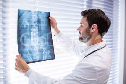 Male doctor examining x-ray