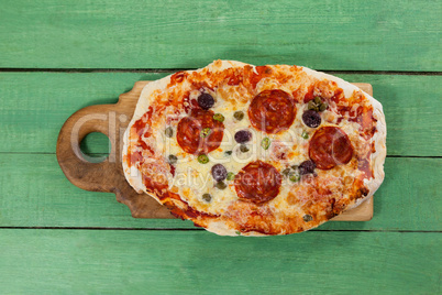 Delicious italian pizza served on pizza tray