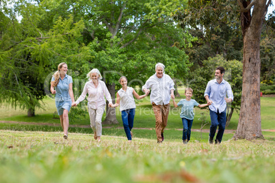 Multi-generation family enjoying together in park