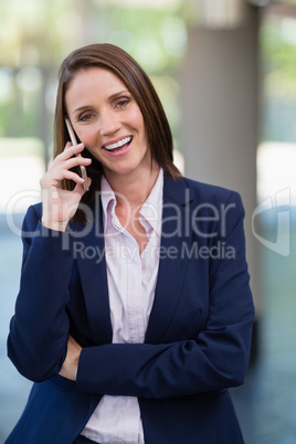 Businesswoman talking on mobile phone