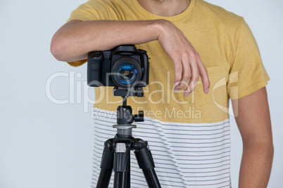 Photographer with digital camera