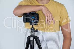 Photographer with digital camera