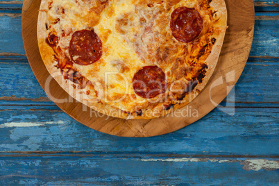 Delicious italian pizza served on pizza tray