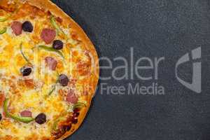 Delicious italian pizza served on grey background