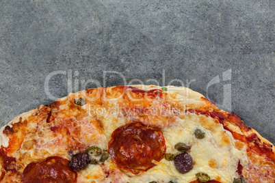 Delicious italian pizza served on grey background