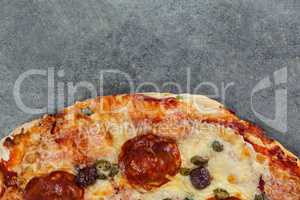 Delicious italian pizza served on grey background