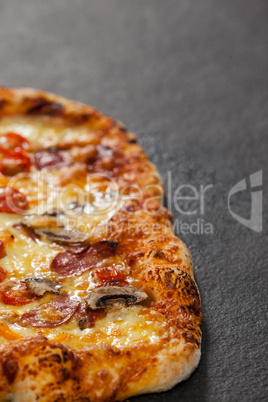 Delicious italian pizza served on grey background