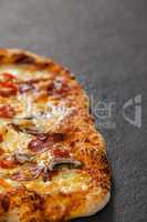 Delicious italian pizza served on grey background