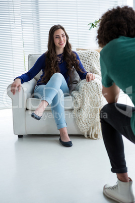Female model posing for a photoshoot
