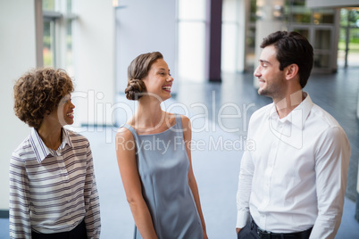 Cheerful business executives having a discussion