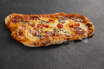 Delicious italian pizza served on grey background