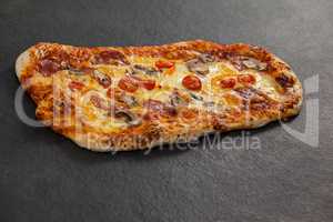 Delicious italian pizza served on grey background