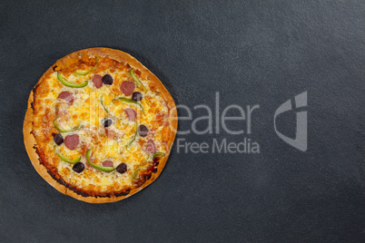 Delicious italian pizza served on grey background