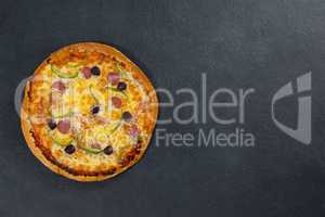 Delicious italian pizza served on grey background