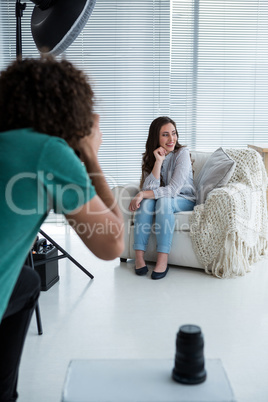 Female model posing for a photoshoot