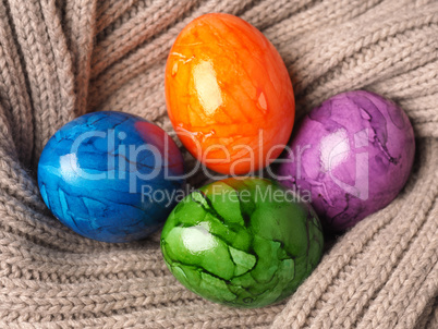 Four colored Easter eggs