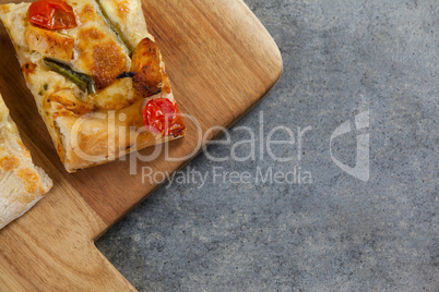 Delicious italian pizza served on grey background