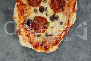 Delicious italian pizza served on grey background