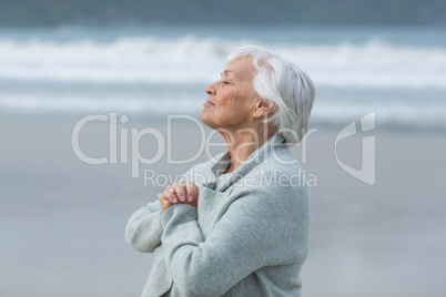 Senior woman doing meditation