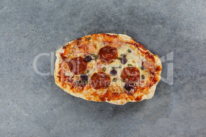 Delicious italian pizza served on grey background