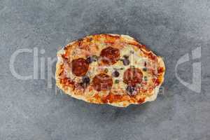 Delicious italian pizza served on grey background