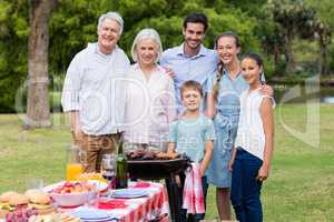 Portrait of happy family standing together