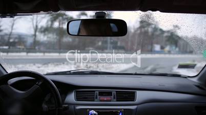 Driving car during snow