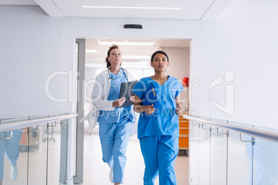 Nurse and doctor running