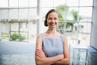 Cheerful businesswoman at conference centre