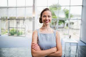 Cheerful businesswoman at conference centre