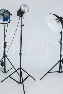 Spotlights placed together in photo studio