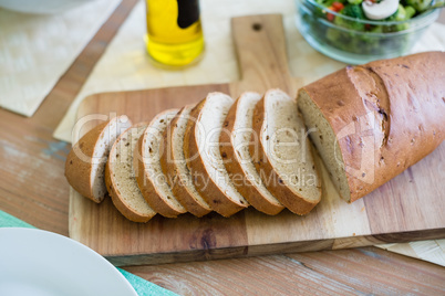 Slice of bread on chopping board