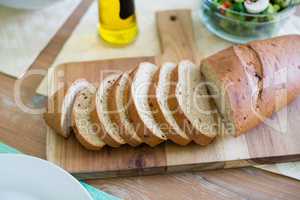 Slice of bread on chopping board