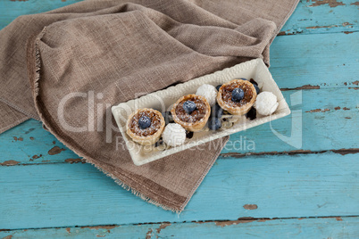 Desert kept on wooden table