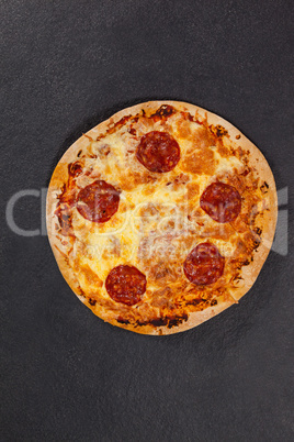 Delicious italian pizza served on grey background