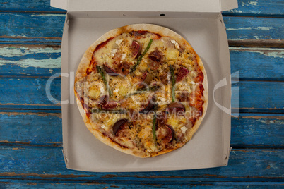 Delicious pizza in pizza box