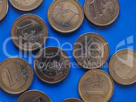 1 euro coins, European Union over blue