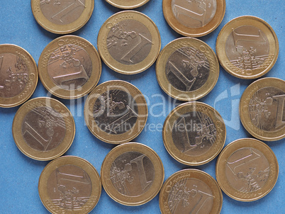 Euro coins, European Union over blue