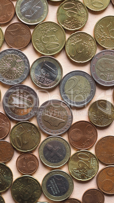 Euro coins background - vertical