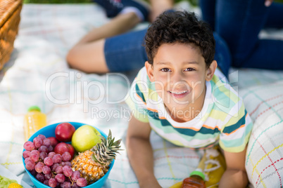 Portrait of boy smiling in park